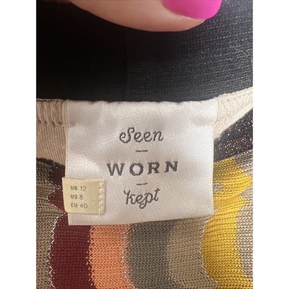 Anthropologie Seen Worn Kept Cilla Striped Knit A-Line Pull On Maxi Skirt Size 8 - Picture 4 of 10